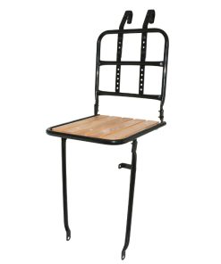 Porte Bagage Velo Avant A Tringles Gravity 16mm Alu Noir Reglable 28"-26" Avec Plancher Bois Fixation Cintre Guidon + Oeillets de Fourche (Poids Maxi 25Kgs)