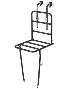 Porte Bagage Velo Avant Basil Large Noir Mat 26"-28" Fixation Oeillets Fourche et Crochet Cintre Guidon (28X31X27 Cm)