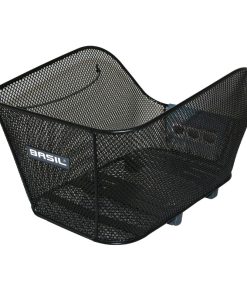 Panier Arriere Acier Nid Abeille Basil Icon Medium Noir Fixation Wsl Sur Cote Porte Bagage Ideal Pour E-Bike-Vae (L38 X L23 X H21 Cm) -Fixation Par Vis Reglable Sur Fond Du Panier -