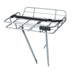 Porte Bagage Velo Avant Plateforme Portland A Tringles Basil Avec Rebords Alu Argent Reglable 28''-26" (Poids Maxi 10Kgs) (42X29X11Cm)