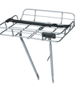Porte Bagage Velo Avant Plateforme Portland A Tringles Basil Avec Rebords Alu Argent Reglable 28''-26" (Poids Maxi 10Kgs) (42X29X11Cm)