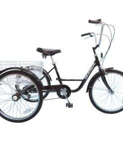 Tricycle Musculaire Adulte 24" Noir 5 Vitesses Avec Panier Poids Total Maxi 100Kgs Empattement 0,80M - Homologation Nf30020-