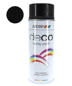 Bombe de Peinture Motip Deco Glycero Brillant Noir Brillant Aerosol 400 ml (01602)