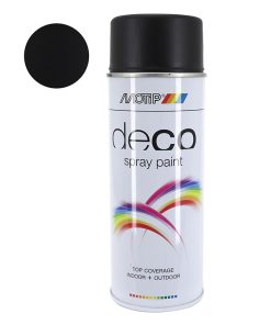 Bombe de Peinture Motip Deco Glycero Satin Noir Profond Aerosol 400 ml (01659)