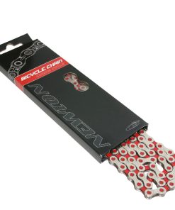 Chaine Velo 11V. Route-VTT Newton Kmc Argent-Rouge 116 Maillons Compatible Shimano-SRAM