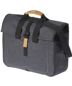 Sacoche Arriere Velo Laterale Basil Urban Dry Business Droit-Gauche Gris 20L Waterproof Fixation Hook-On (38X15X37Cm)