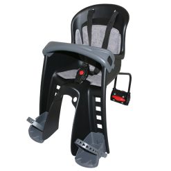 Porte Bebe-Siege Enfant Avant Polisport A Fixer Sur Cadre Bilby Junior Noir Coussin Gris (9 A 15Kgs) Homologue En 14344