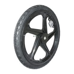 Roue Remorque Velo 20" Moyeu Fusee Baton Plastic Noir Avec Pneu - Avec Catadioptre