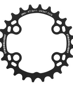 Plateau VTT 4 Branches D.64 Pour Shimano Xt M8000-Slx M7000 Double Stronglight 24 Dents Interieur Noir 11V. Non Filete