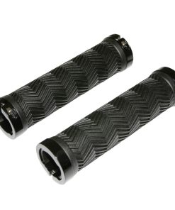 Poignee City-VTT Newton Chevrons Noir Avec Double Collier Noir L130mm (Paire)