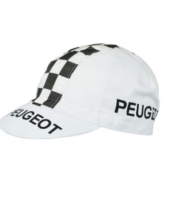 Casquette Velo Equipe Vintage Peugeot Blanc Damier