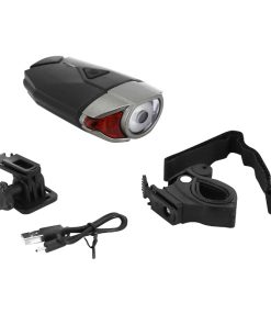 Eclairage Velo Usb Avant Sur Cintre Guidon 300 Lumens Noir-Gris 3 Fonctions 100% - 50% Fixation Cintre Guidon Ou Casque