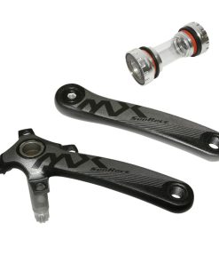 Manivelles VTT Sunrace 11-12V. Mx Alu Noir 175mm Axe Integre Pour Mono Diam. 96mm (Sans Plateau) Avec Cuvettes (Pedalier Sans Plateau Aussi Compatible 10V.)