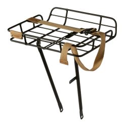 Porte Bagage Velo Avant Plateforme Portland A Tringles Basil Avec Rebords Alu Noir Mat Reglable 28''-26" (Poids Maxi 10Kgs) (42X29X11Cm)