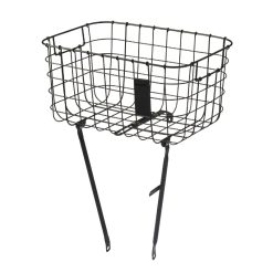 Panier Velo Avant Basil Robin Acier Noir Mat Reglable 28''-26" (Poids Maxi 10 Kg) (47 X 31 X 25 Cm)