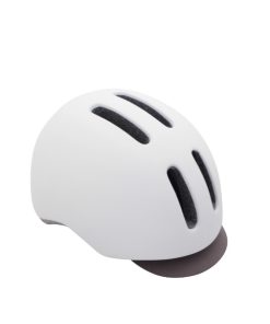 Casque Velo City Adulte Polisport Commuter In-Mold Blanc Mat Avec Visiere Grise Taille 54-58 System Quick Lock Avec Lumiere Integree
