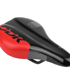 Selle Junior Newton Rav Noir Deco Rouge 210X130mm Avec Trou Central Rail Acier Noir
