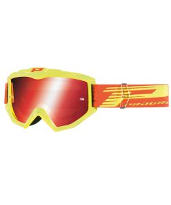 Masque-Lunettes Cross Progrip 3201 Fl Atzaki Multilayered Jaune-Orange Fluo Ecran Miroir Rouge Anti-Rayures-Anti U.V. Compatible Avec Port Lunettes de Vue (Homologue Ce-En Ac-12072 Rev.1)