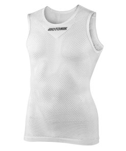Maillot de Corps Ete Sans Manche Biotonik Blanc Maille Aere Taille Unique - Absorbe La Transpiration, Traite Anti-Bacterien
