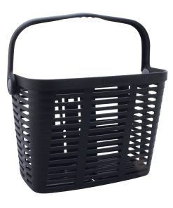 Panier Avant Plastique Noir Avec Anse Fixation 60 mm Systeme Clips (Avecadaptateur 22-26-32) - Poids Max 5 Kg