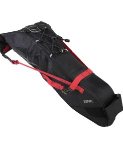 Sacoche de Selle Velo Zefal Z Adventure R11 Noir-Rouge Etanche Fixation Velcro 11L ( L 56Cm X L 15Cm X 17Cm) Charge Maxi 5Kgs
