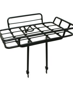 Porte Bagage Velo Avant Plateforme A Tringles Gravity Avec Rebords Alu Noir Mat Reglable 29''-26" (Poids Maxi 10Kgs) (43X34Cm)