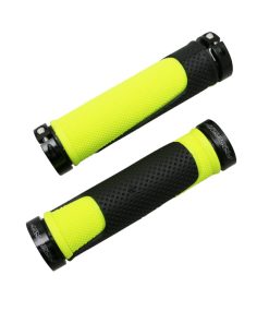 Poignee VTT Progrip 997 Double Densite Open End Avec Lock On Noir-Jaune 130mm (Livre Avec Embouts) (Paire)