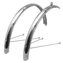 Garde Boue City-VTC Tringles 28" Gravity Inox Argent 50mm (Paire) Livre Avec Jeu de Tringles