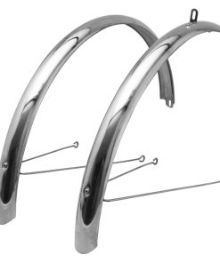 Garde Boue City-VTC Tringles 28" Gravity Inox Argent 50mm (Paire) Livre Avec Jeu de Tringles