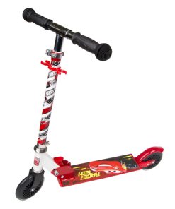 Trottinette Enfant Disney 2 Roues Cars Rouge Acier Pliable et Reglable Avec Frein Roue Arriere