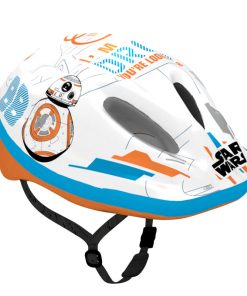 Casque Velo Enfant Disney V2 Starwars Blanc-Bleu-Orange Avec Molette Reglage Taille 52-56 (Vendu Sur Carte)