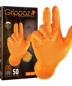 Gants Atelier Nitrile Ecailles de Poisson Resistant Aux Produits Chimiques, Aux Huiles, A L'Essence Orange T7 (S) (Boite de 50)