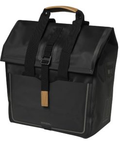 Sacoche Arriere Velo Laterale Basil Urban Dry Shopper Noir Droit-Gauche Waterproof 20L (32X15X37Cm)