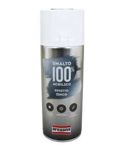 Bombe de Peinture Arexons Acrylique 100 Gris Zinc Effet Metalise Aerosol 400 ml (3674)