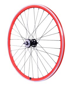 Roue Route - Fixie Patin Gravity Rouge Arriere Double Filetage Avec Pignon 16 Dents Avec Ecrous Jante 17C Profil 28mm