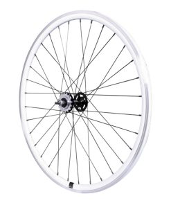 Roue Route - Fixie Patin Gravity Blanc Arriere Double Filetage Avec Pignon 16 Dents Avec Ecrous Jante 17C Profil 28mm