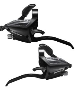 Levier-Manette VTT Patin Shimano Stef500 3X8V. Noir V-Brake 4 Doigts (Paire)