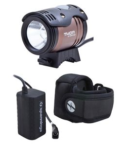 Eclairage Velo A Batterie Avant Spanninga Thor 1100 Lumens (Autonomie de 6H30 A 10H30, Batterie Externe 8,4V 2000Mah, Livre Avec Plusieurs Supports) (Kit Avec Accessoire) Alu Brosse