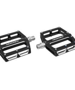 Pedale VTT Plateforme Descente - BMX Newton Noir A Roulements Alu Cnc Filetage 9-16 Avec Picots Argent (Paire) 108X98mm