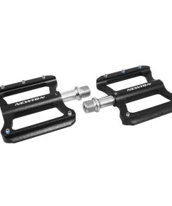 Pedale VTT Plateforme Descente - BMX Newton Noir A Roulements Alu Cnc Filetage 9-16 Avec Picots Argent (Paire) 101X81mm