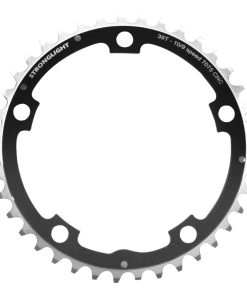 Plateau Route 5 Branches D.130 Stronglight 39 Dents Triple Milieu Noir Alu 7075 Type Shimano 9-10V.