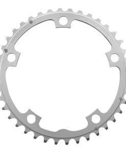 Plateau Route 5 Branches D.130 Stronglight 40 Dents Triple Milieu Argent Alu 7075 Type Shimano 9-10V.