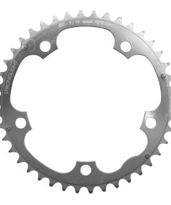 Plateau Route 5 Branches D.130 Stronglight 42 Dents Triple Milieu Argent Alu 7075 Type Shimano 9-10V.