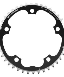 Plateau Route 5 Branches D.130 Stronglight 42 Dents Triple Milieu Noir Alu 7075 Type Shimano 9-10V.