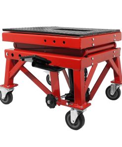 Leve-Pont Moto-Trottinette Gravity Hydraulique A Colonne Sur Roulettes Hauteur Mini 38Cm Maxi 95Cm Acier Rouge