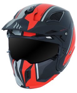Casque Trial Mt Streetfighter Sv Twin Noir-Rouge Mat S Simple Ecran Dark Transformable Avec Mentonniere Amovible (Livre Avec Un Ecran Supplementaire Miroir)