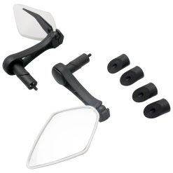 Retroviseur Velo Droit et Gauche Newton Losan Blanc Fixation Sur Cintre Guidon Pour Vae et Trottinette (Miroir 10X5,5 Cm)(Paire)