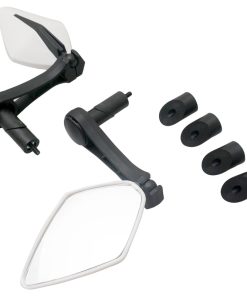 Retroviseur Velo Droit et Gauche Newton Losan Blanc Fixation Sur Cintre Guidon Pour Vae et Trottinette (Miroir 10X5,5 Cm)(Paire)