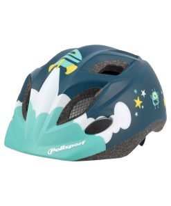 Casque Velo Enfant Polisport Spaceship Bleu Mat Taille 48-52Cm Avec Molette (Vendu Sur Carte)