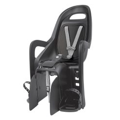 Porte Bebe-Siege Enfant Arriere Polisport A Fixer Sur Porte Bagage Fixation Etau Groovy Noir Coussin Gris (9 A 22Kgs) Homologue En 14344